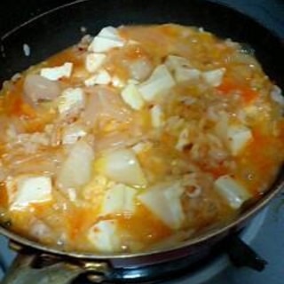 豆腐と野菜のキムチ雑炊